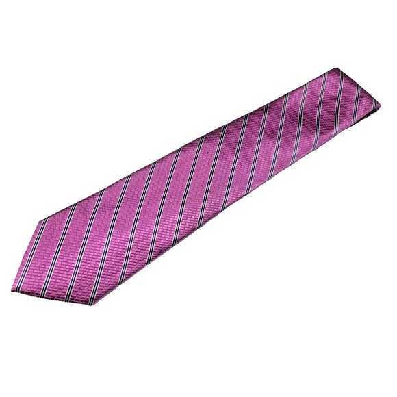 Jos. A. Bank Reserve Collection 100% Silk Men's Tie-Pink/Purple Diagonal Stripe - Picture 1 of 7